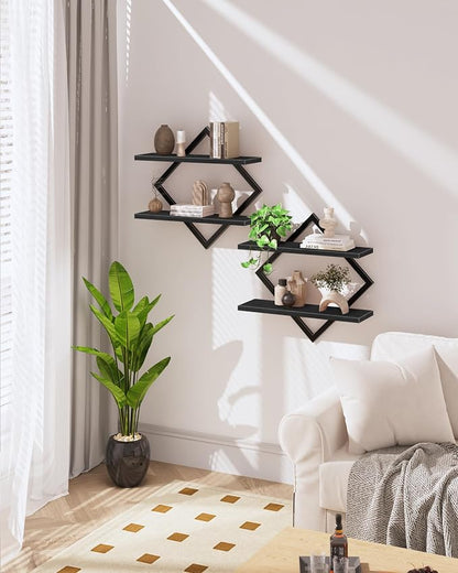 CHOEZON Floating Shelves, 2-Tier Hanging Shelves, Wall Shelf Set of 2, Wall - Image 8