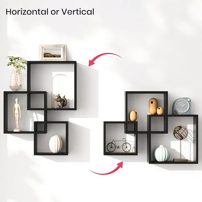 Ballucci Modern Interlocking Cube Floating Shelves, Wall Mount Wood Square - Image 4