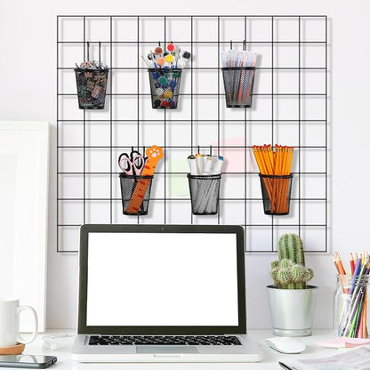 6 Sets Grid Wall Cups with Ring Hooks, hanging pencil holder Wall Mount Wire - Image 6