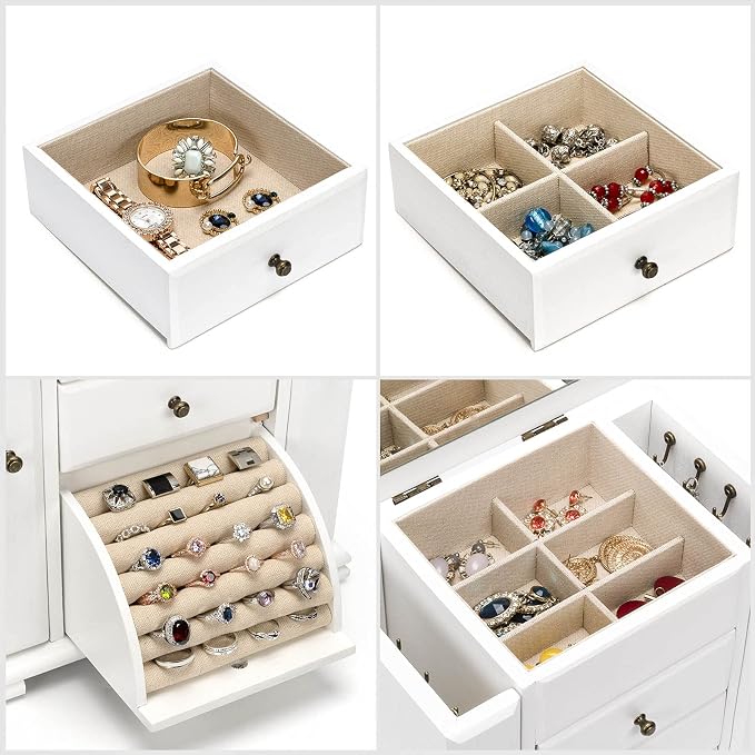 Emfogo Jewelry Box for Women, Rustic Wooden Jewelry Boxes & Organizers - Image 5