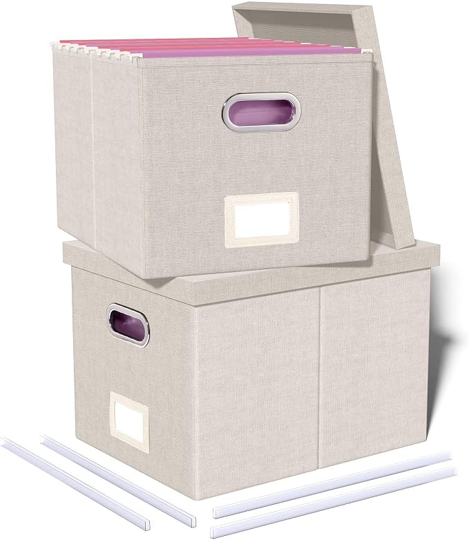 2 Pack File Storage Organizer, Document Organizer, Portable File Box by Oterri