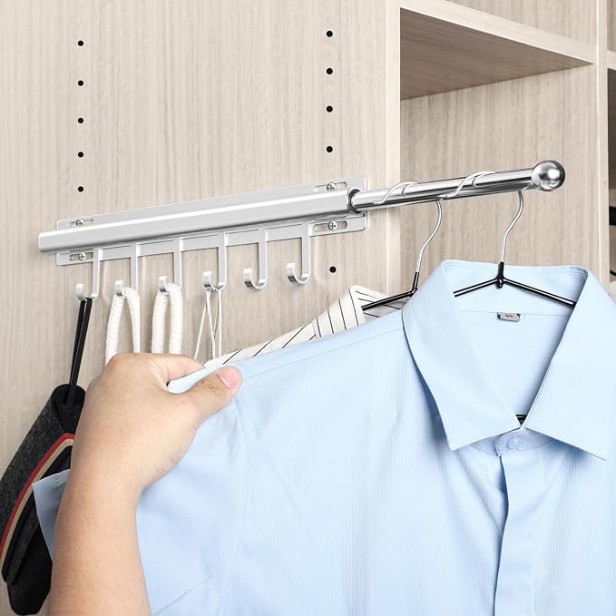 BaiNong Valet Rod for Closets Pull Out 16.5" Silver by BaiNong