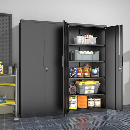 Metal Garage Storage Cabinet, Steel Storage Locker, 4 Adjustable Shelves - Image 2