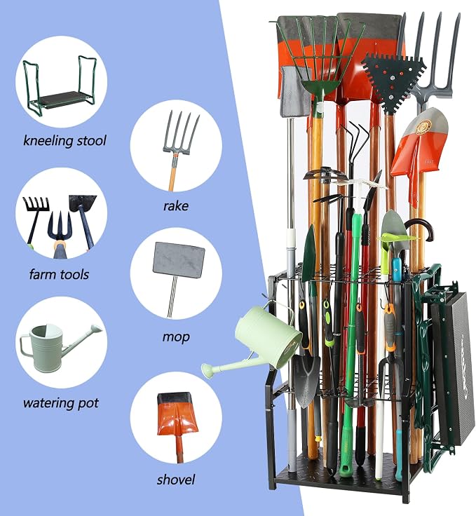 UU-Major Garden Tool Organizer, Yard Tool Rack Heavy Duty, Free Standing - Image 3