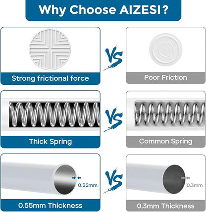 AIZESI White Adjustable Tension Curtain Rod, 31-63 Inch Spring No Drill - Image 4