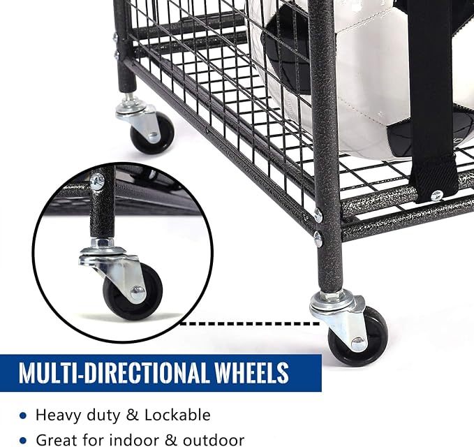 Mythinglogic Rolling Sports Ball Storage Cart, Sports Lockable Ball Storage - Image 4