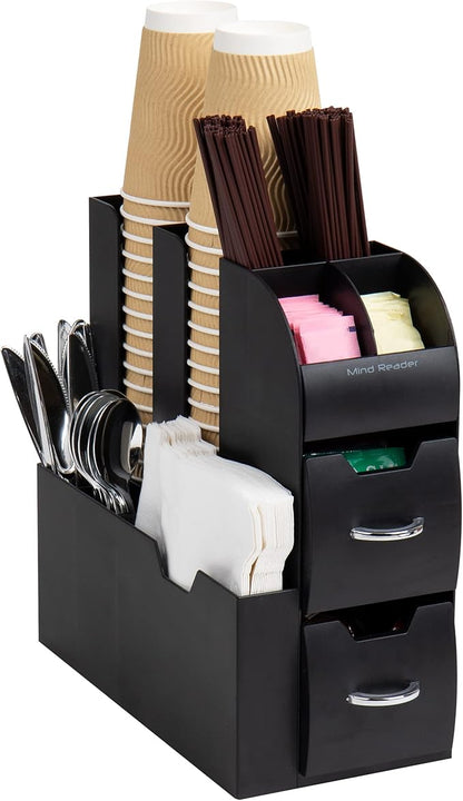 Mind Reader Cup and Condiment Station, Countertop Organizer, Coffee Bar by MindReader