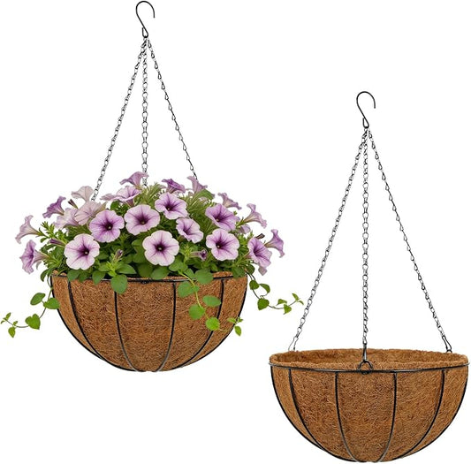 14 Inch Metal Hanging Basket by NatureCrafted