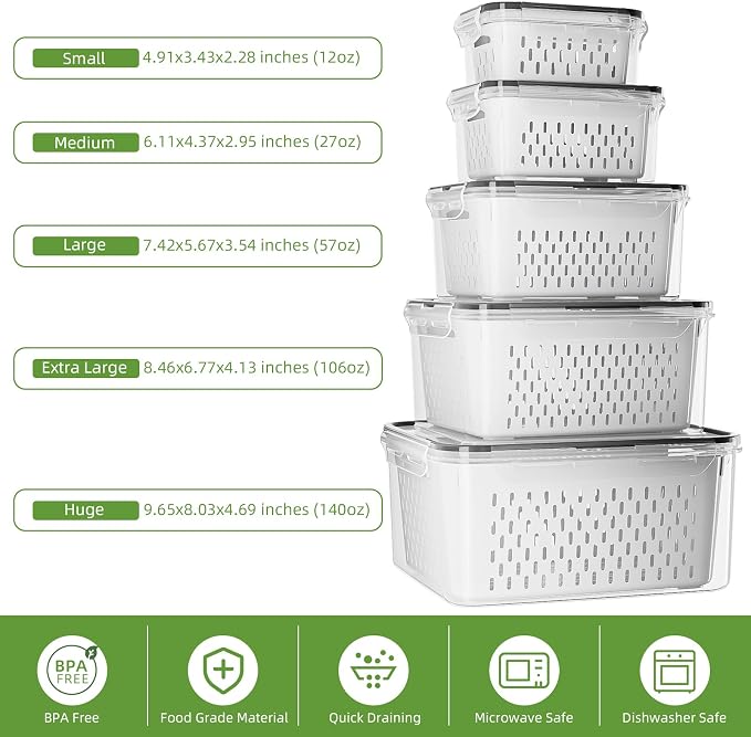 KEMETHY 5 Pack Fruit Storage Containers - Image 3