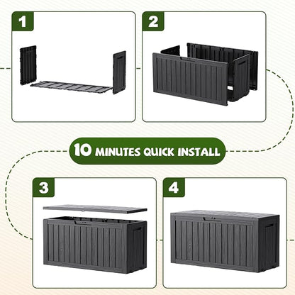 Outdoor Storage Box, 90 Gallon Resin Deck Box Waterproof, Lock Patio Storage - Image 7
