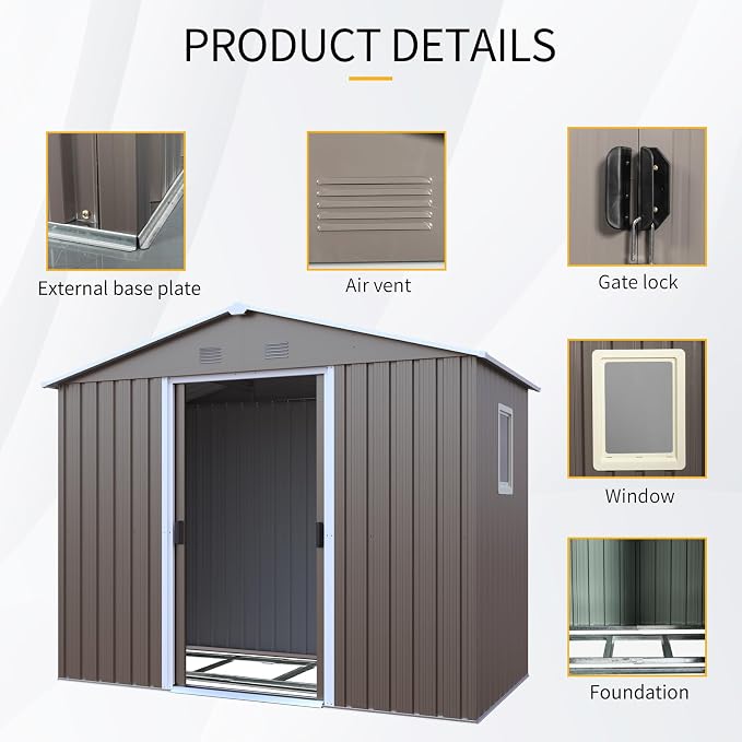 Outdoor Metal Storage Shed Window Ventilation Foundation Frame Waterproof - Image 4