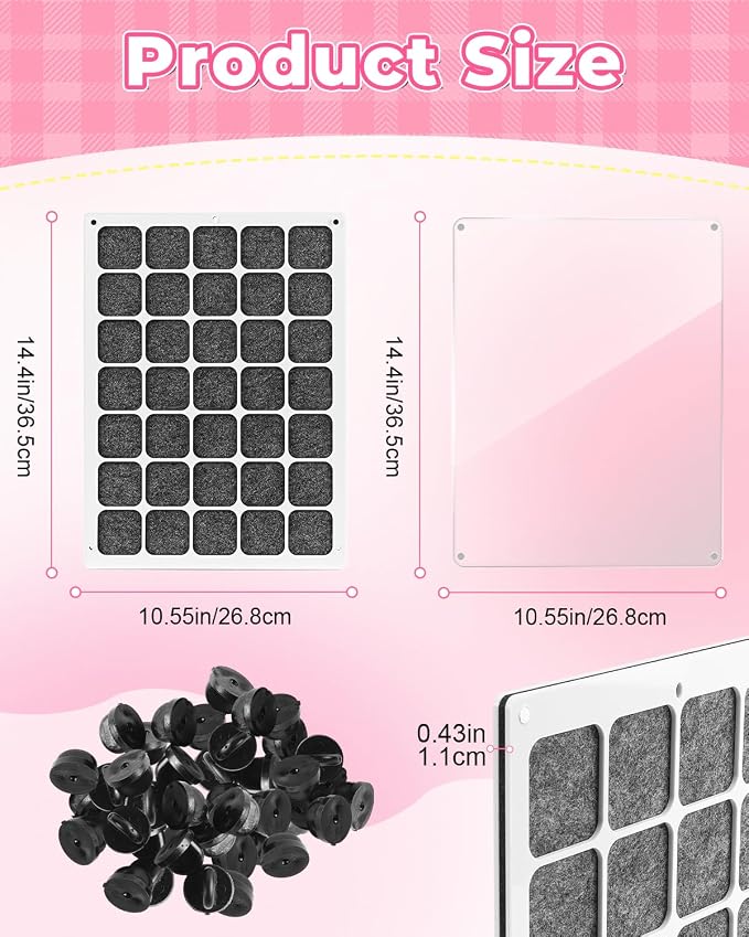 UCEC 35 Grids Clear Acrylic Pin Display Board & 50 PCS Rubber Pin Clutches - Image 3