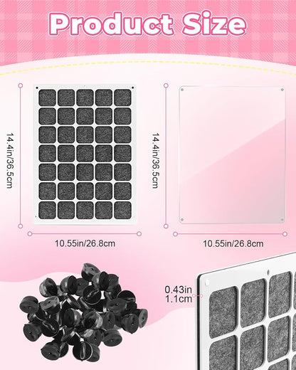 UCEC 35 Grids Clear Acrylic Pin Display Board & 50 PCS Rubber Pin Clutches - Image 3