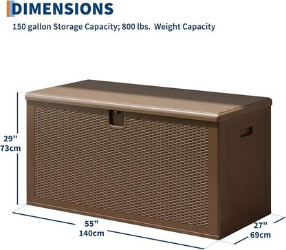 IDEALHOUSE 150 Gallon Resin Deck Box, Waterproof Outdoor Storage Box - Image 3