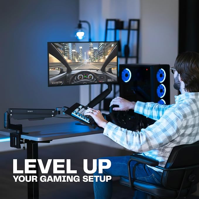 VIVO Sit-Stand 24 Inch Pneumatic Spring Keyboard and Mouse Tray Clamp-on Desk - Image 8