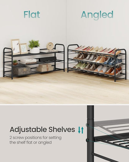 SONGMICS Stackable Shoe Rack, 3 Tier Metal Shoes Rack Storage Shelf, Holds up - Image 3