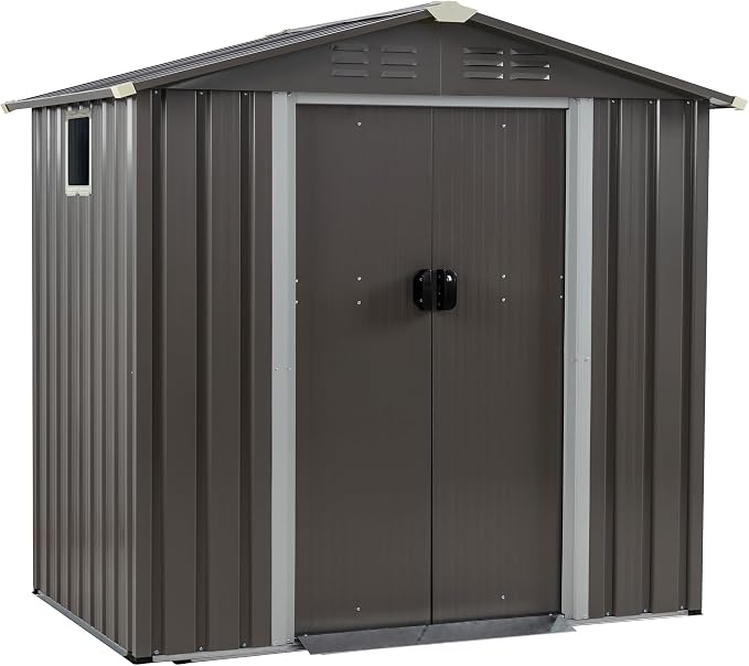 JYQAQA 6x4 FT Outdoor Storage Shed, Waterproof Metal Garden Sheds by JYQAQA