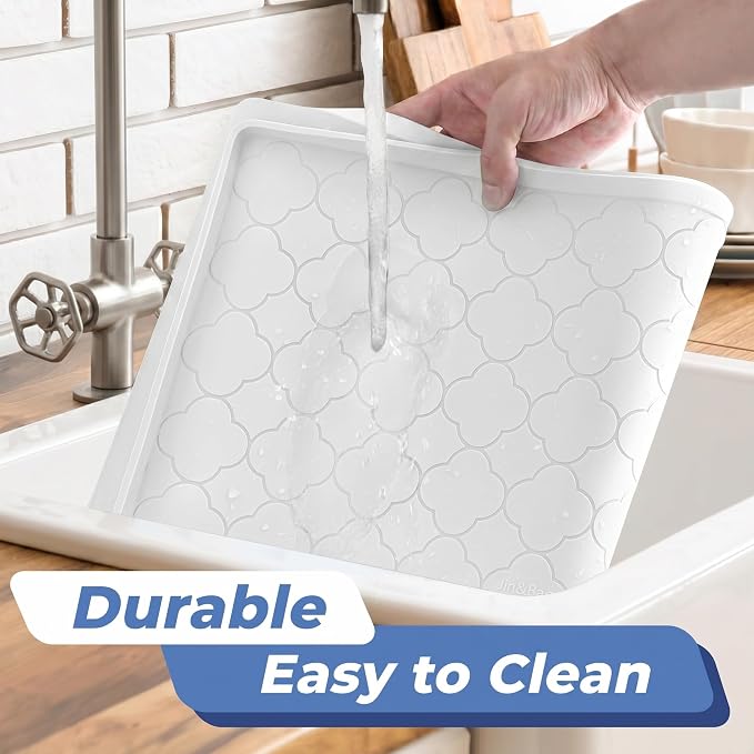 Jin&Bao Waterproof Under Sink Mat 34" x 22", Thick Silicone Mat Cabinet - Image 4