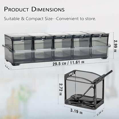 V·RESOURCING Clear Seasoning Box, 5 Pieces Clear Seasoning Storage Container - Image 2