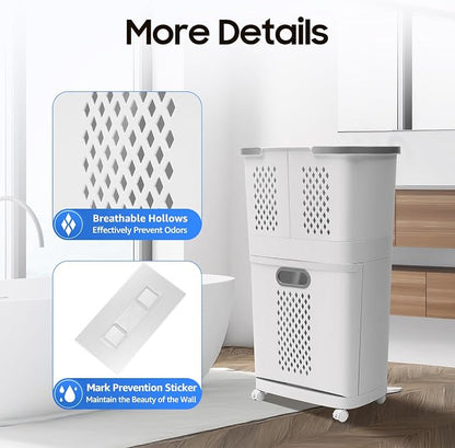 2 Layer Rolling Laundry Hamper Sorter - Image 3