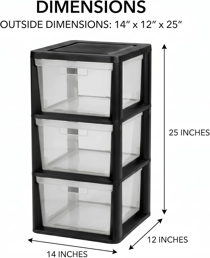 3 Drawer Plastic Storage Tower Craft Organizer Chest - Image 2