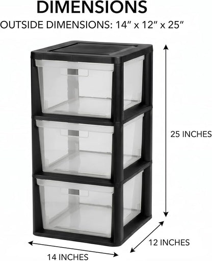 3 Drawer Plastic Storage Tower Craft Organizer Chest - Image 2
