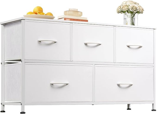 WLIVE Wide Dresser for Bedroom, 5 Drawer Chest of Drawers, Wide storage design by WLIVE