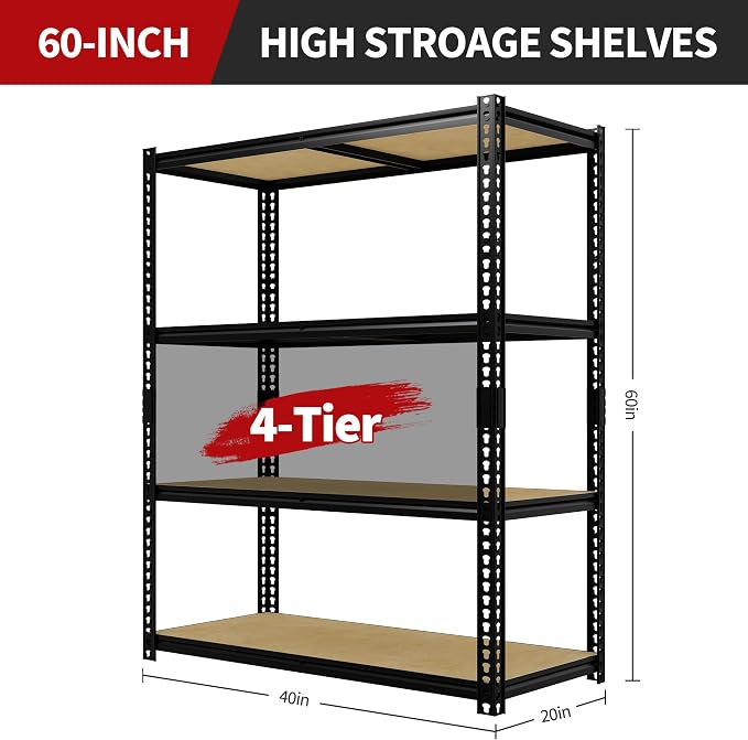 Heavy Duty Garage Storage Shelves, 2000 Lbs Capacity, 4-Tier Adjustable Storage - Image 3