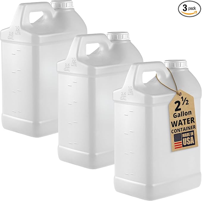 kitchentoolz 3-Pack 2.5 Gallon Water Container Jugs HDPE Carboy by KITCHENTOOLZ