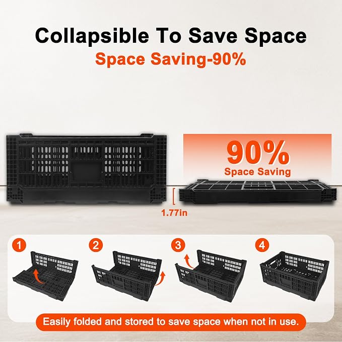 Collapsible Milk Crates for Storage, 52L Storage Crates, Heavy Duty Milk Crate - Image 3