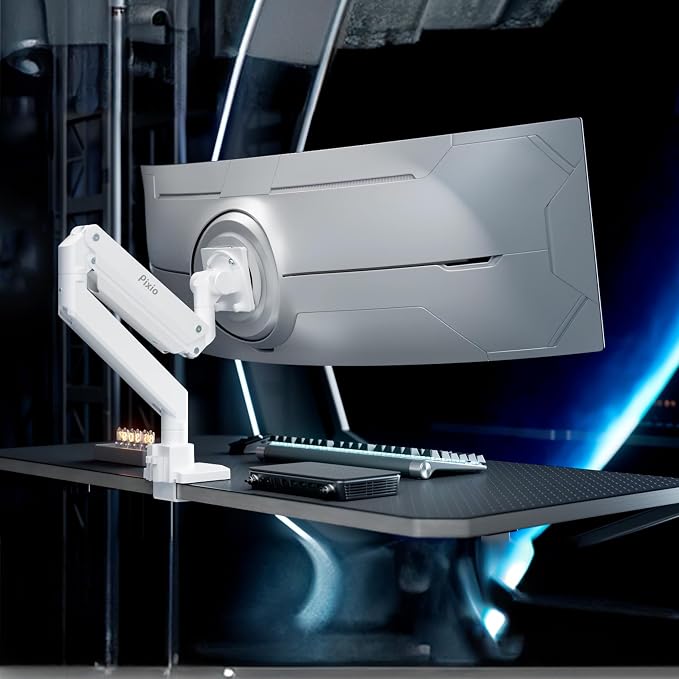 Pixio PS2S Titan White Ultrawide Mega Heavy-Duty Premium Single Monitor Arm - Image 8