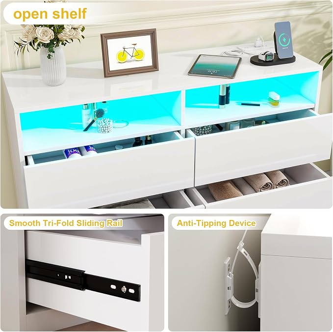 Vipbear White Dresser 6 Drawer for Bedroom - Image 7