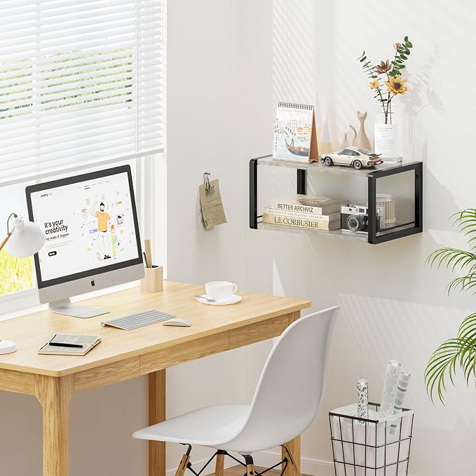 Floating Nightstand Set of 2, Wood Bedside Shelf Wall Mounted Nightstand - Image 7