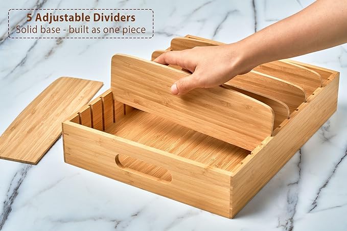 Large Bamboo Food Container Lid Organizer - Image 3