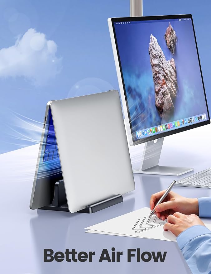 Vaydeer Vertical Laptop Stand Holder Organizer Plastic Adjustable Desktop - Image 3