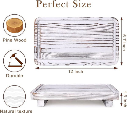 Bathroom Counter Tray Wood Pedestal Stand White Kitchen Countertop Trays - Image 6