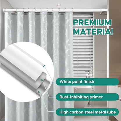 White Adjustable Shower Curtain Rod 28-52 Inches 2 pc, 7/8" Diameter Anti-slip - Image 4