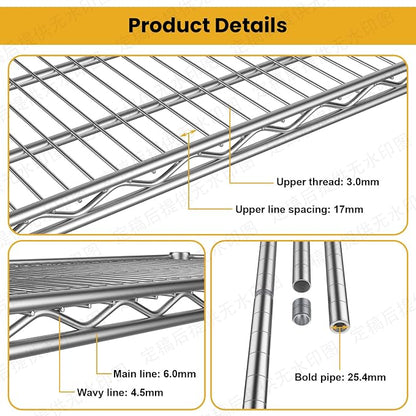 4- Shelf Storage Shelves Wire Shelving Unit Adjustable Metal Shelving Sturdy - Image 9