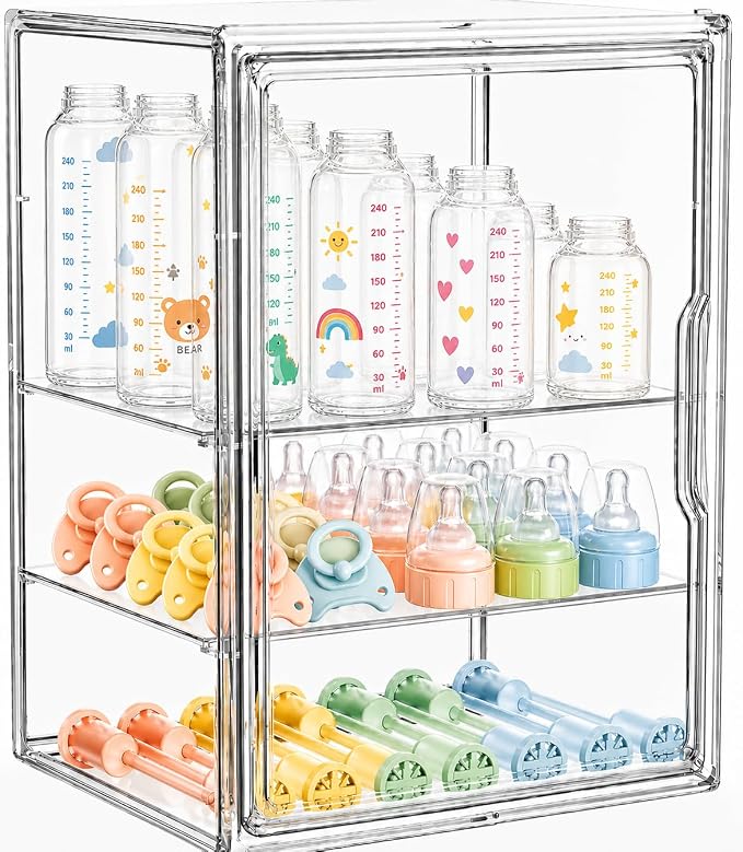Baby Bottle Storage Organizer for Countertop, Large Clear Bottle Organizer by Providinglifelongserviceforyourbetterlife