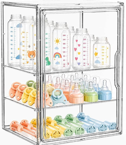 Baby Bottle Storage Organizer for Countertop, Large Clear Bottle Organizer by Providinglifelongserviceforyourbetterlife