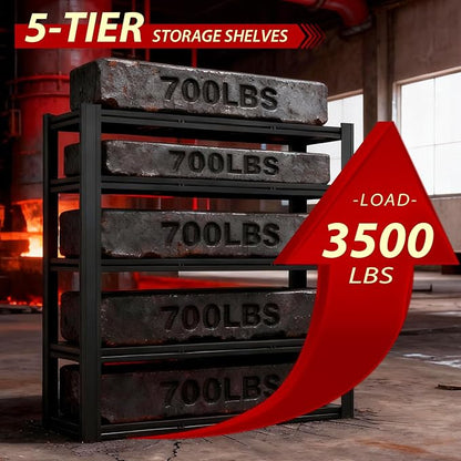 Heavy Duty Storage Shelves Unit, Adjustable Metal Garage Shelving, 3500LBS - Image 3