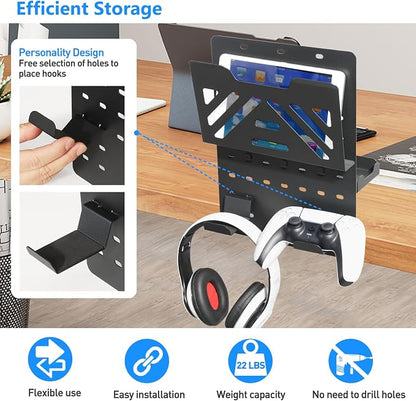 MAXECHO Desk Side Storage Holder, Metal Pegboard, Above or Under Desk Laptop - Image 3