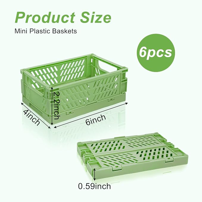 6 Pack Mini Foldable Small Plastic Baskets - Image 2