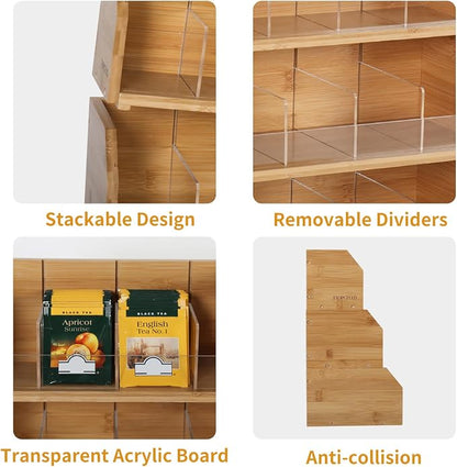 TIOPGHAD 3 Layer Stackable Bamboo Tea Bag Organizer Storage Holder - Image 5