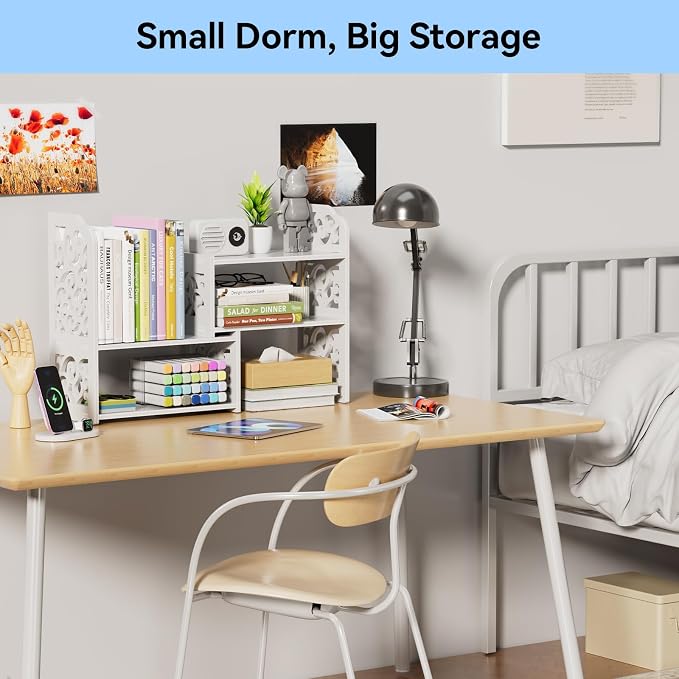 YGYQZ Adjustable Desktop Shelf Organizer, 3-Tier Expandable Desk Shelf - Image 5