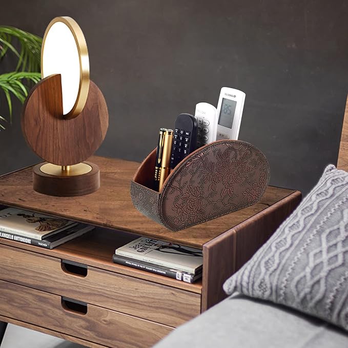 Leather Remote Control Holder TV Remote Caddy Store Box, Bedside Table Organizer - Image 7