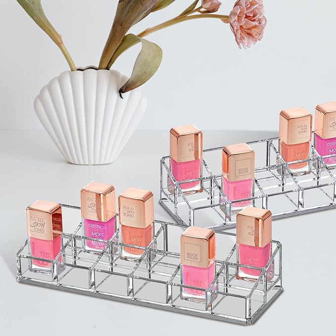 Amazing Abby - Glamour - 2-Pack 12-Slot Acrylic Nail Polish Organizer, Lipstick - Image 2