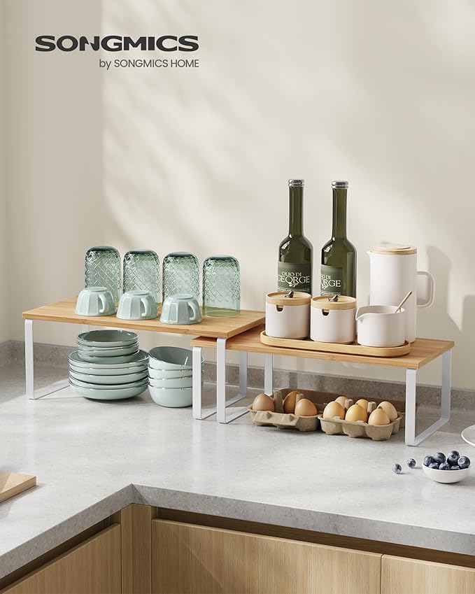 SONGMICS Cabinet Organizer Shelf, Kitchen Storage, Spice Rack, Expandable - Image 3