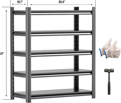 Heavy Duty Garage Shelving Unit, 5 Tier Adjustable Shelving Units - Image 3