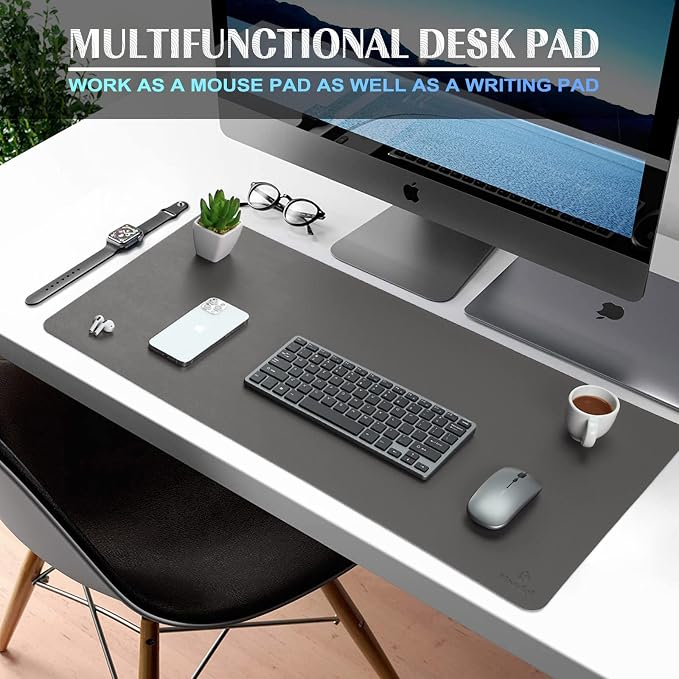 K KNODEL Large Office Leather Desk Mat, Mouse and Keyboard Pad, Computer and - Image 2